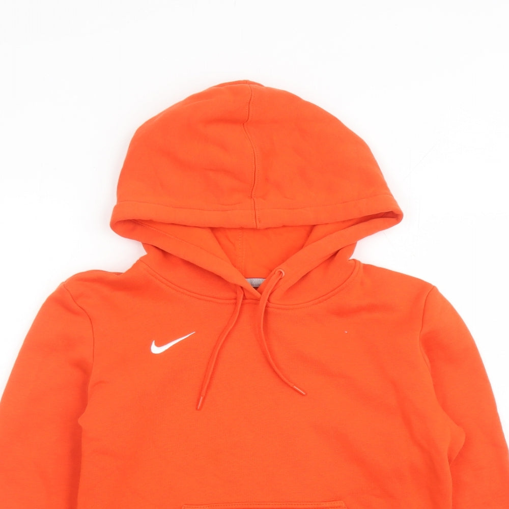 Nike Mens Orange Cotton Pullover Hoodie Size S