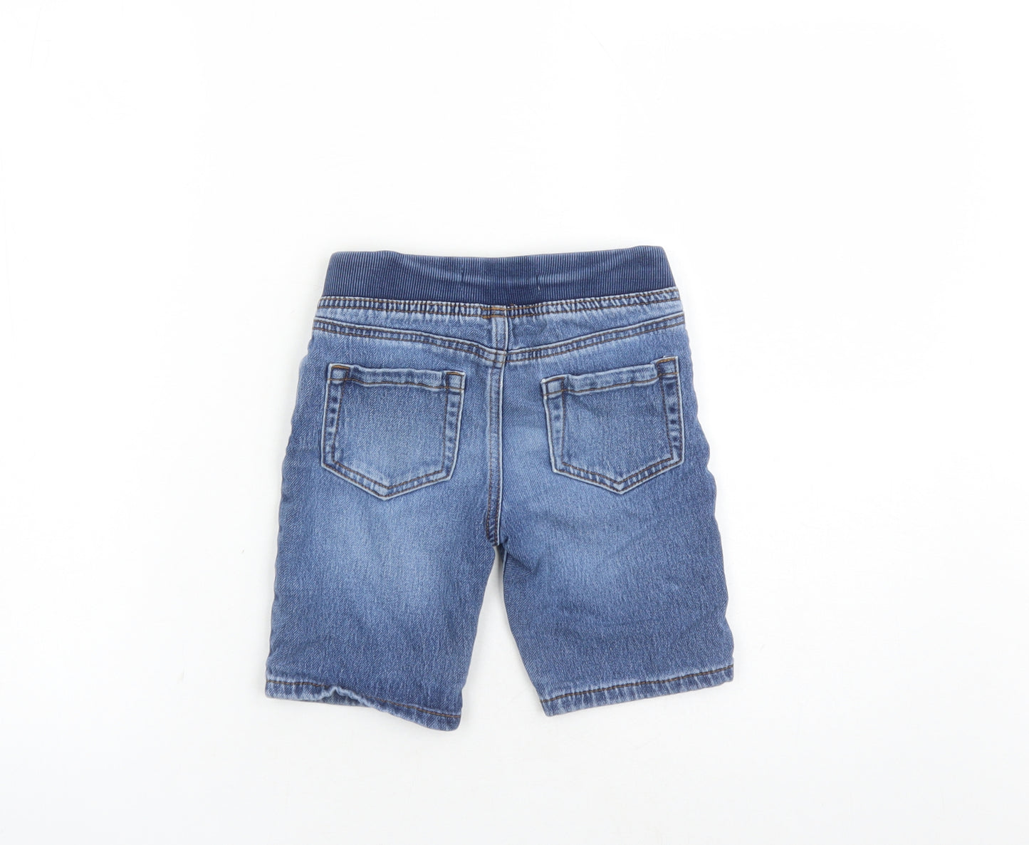 Denim & Co. Boys Blue Cotton Biker Shorts Size 5-6 Years L6 in Regular Drawstring - Waist Size 22 inches Elasticated Waist