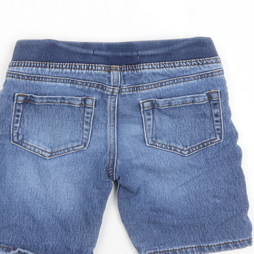 Denim & Co. Boys Blue Cotton Biker Shorts Size 5-6 Years L6 in Regular Drawstring - Waist Size 22 inches Elasticated Waist