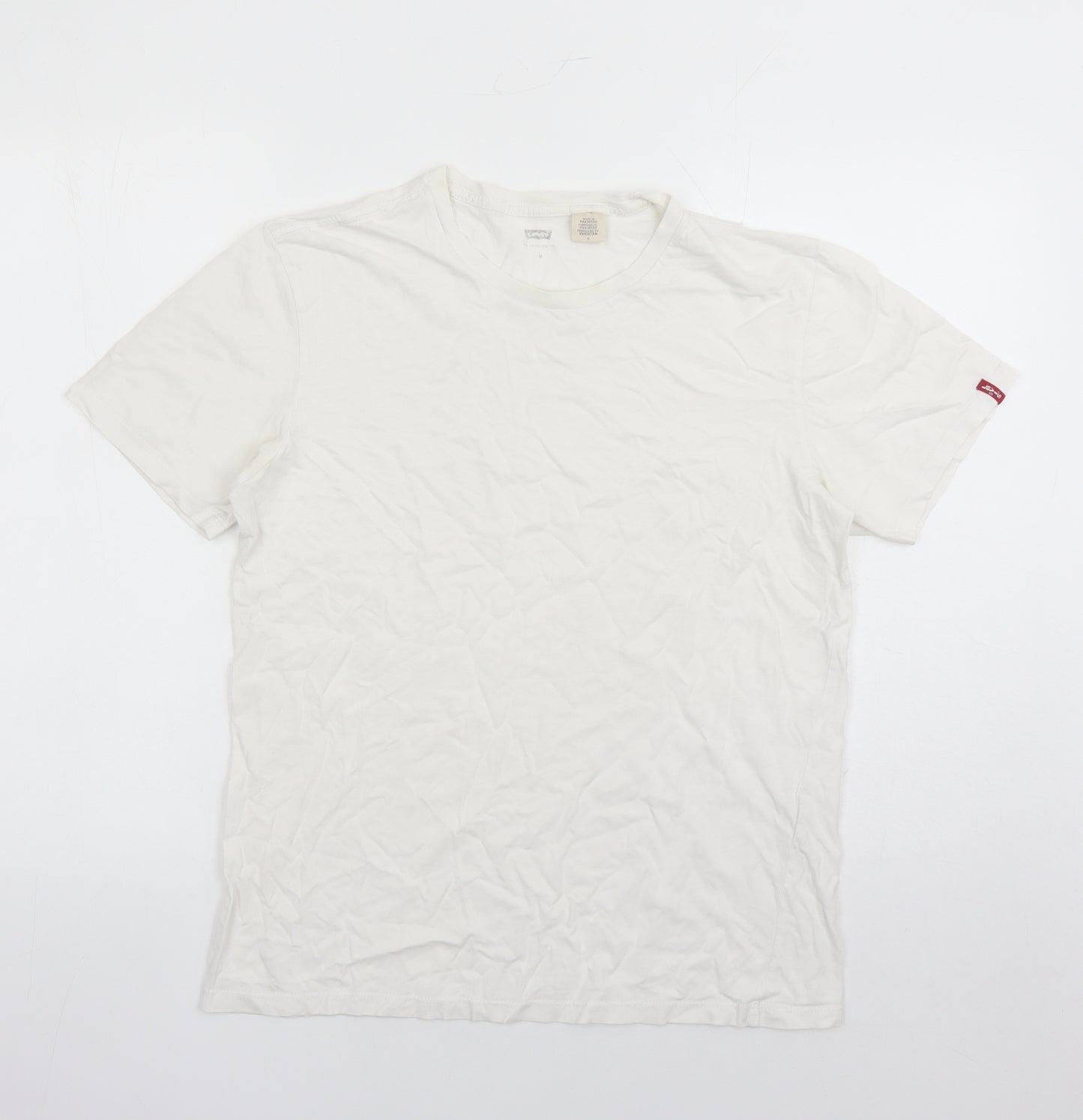 Levi's Mens White Polyester T-Shirt Size M Crew Neck