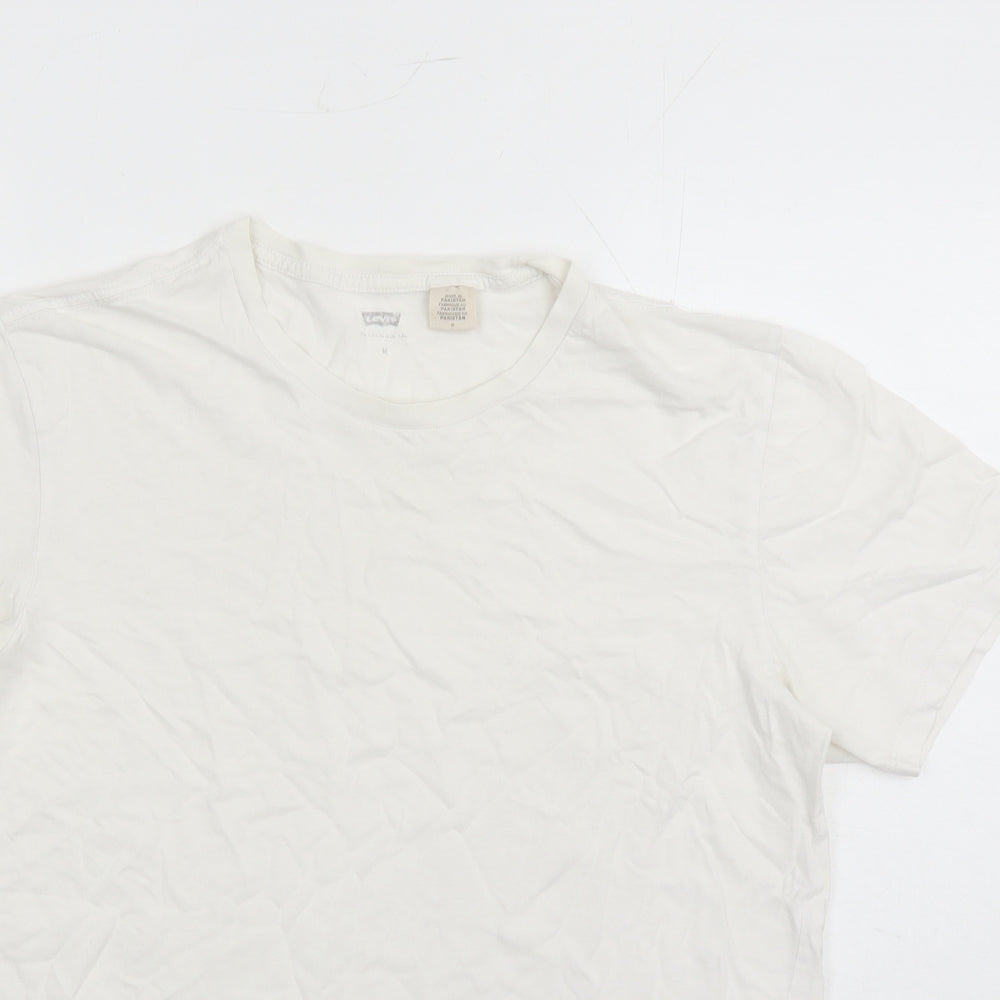 Levi's Mens White Polyester T-Shirt Size M Crew Neck