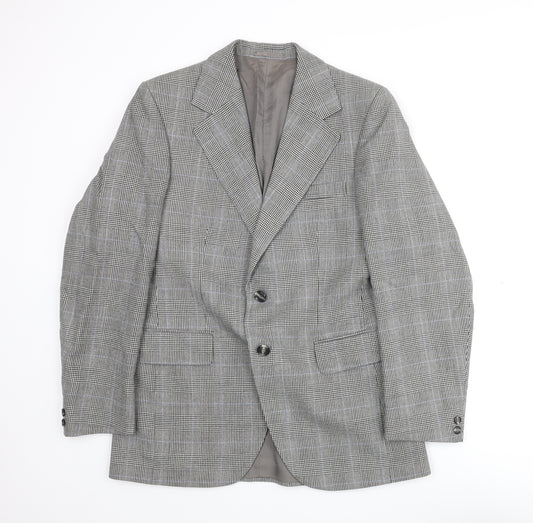 Hornes Mens Grey Check Wool Jacket Suit Jacket Size 36 Regular