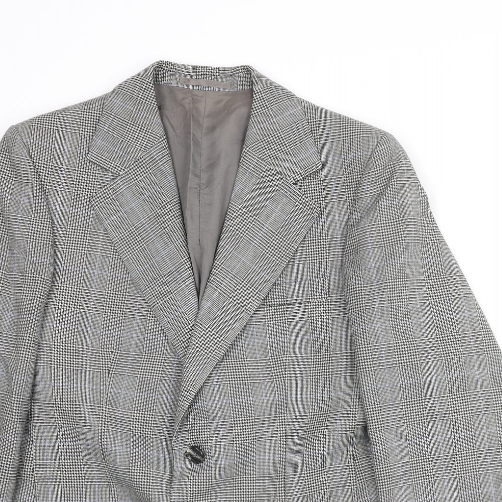 Hornes Mens Grey Check Wool Jacket Suit Jacket Size 36 Regular