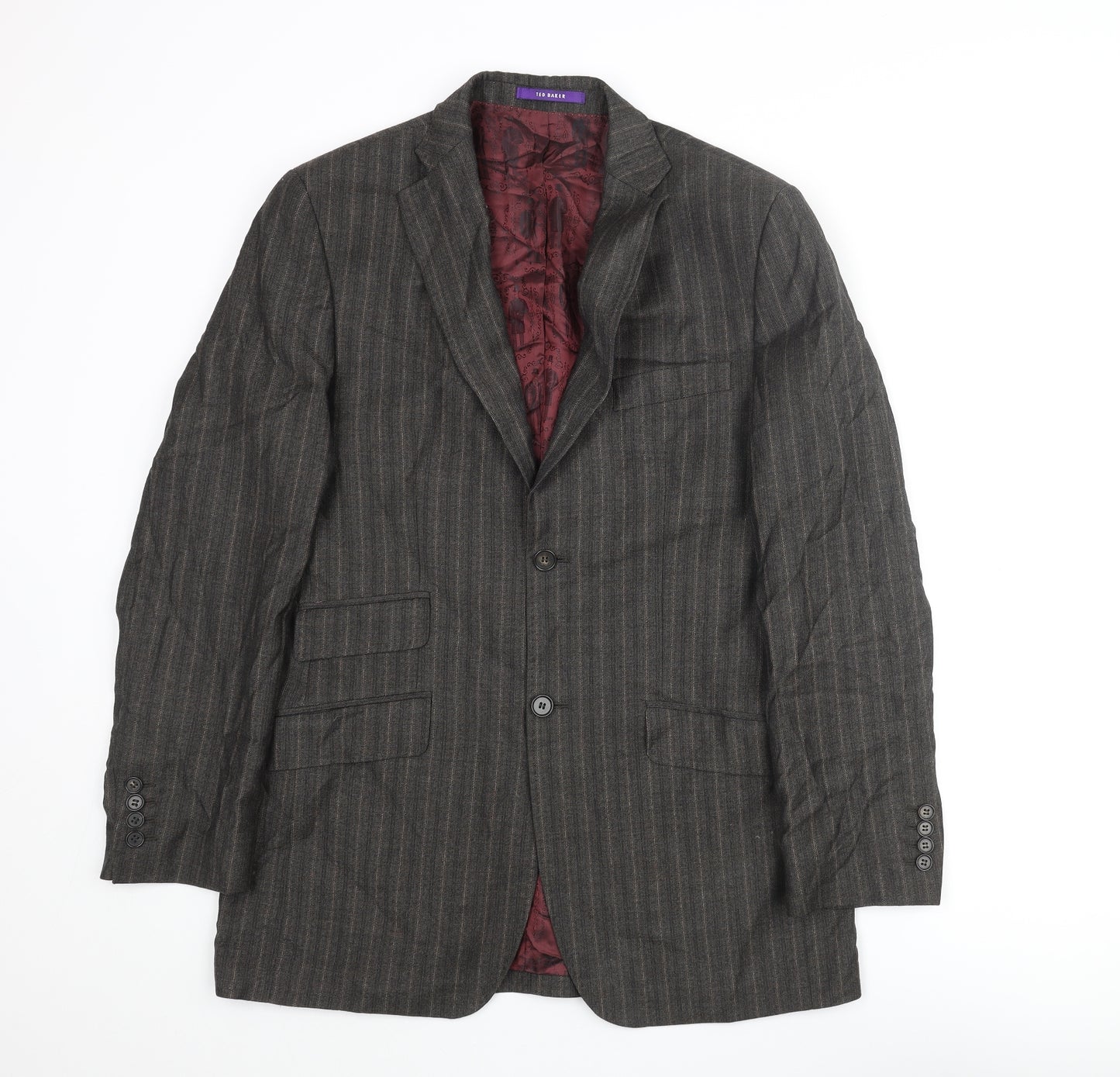 Ted Baker Mens Brown Striped Wool Jacket Suit Jacket Size 38 Regular