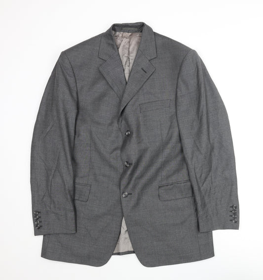 Aquascutum Mens Grey Wool Jacket Suit Jacket Size 40 Regular