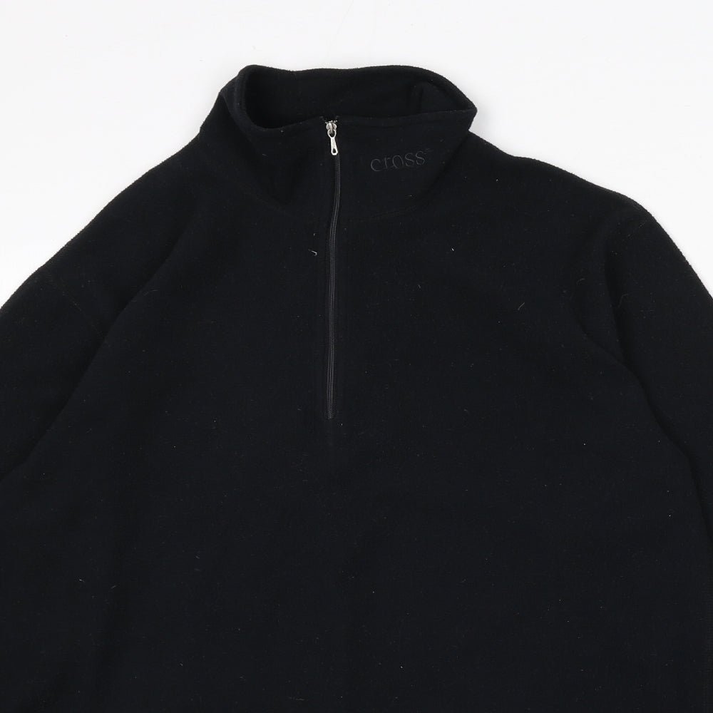 Cross Mens Black Polyester Henley Sweatshirt Size M