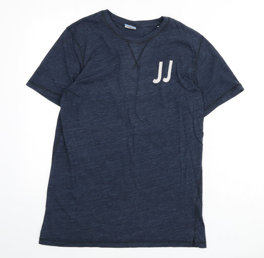 JACK & JONES Mens Blue Cotton T-Shirt Size L Round Neck - JJ