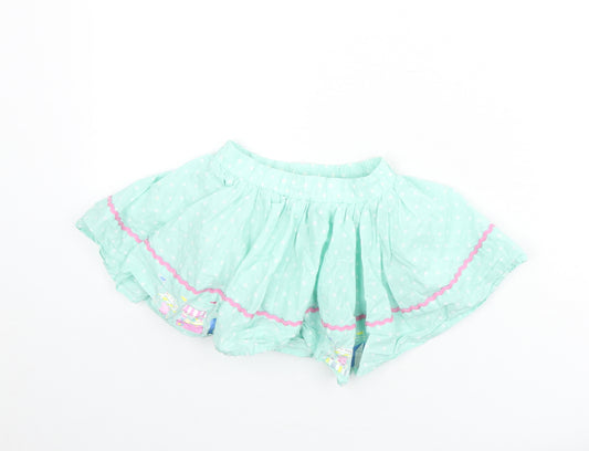 Marks and Spencer Girls Green Polka Dot Cotton Flare Skirt Size 2-3 Years Regular Pull On - Peppa Pig