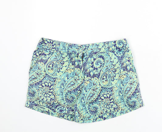 Kenar Womens Multicoloured Paisley Cotton Basic Shorts Size 10 L3 in Regular Zip