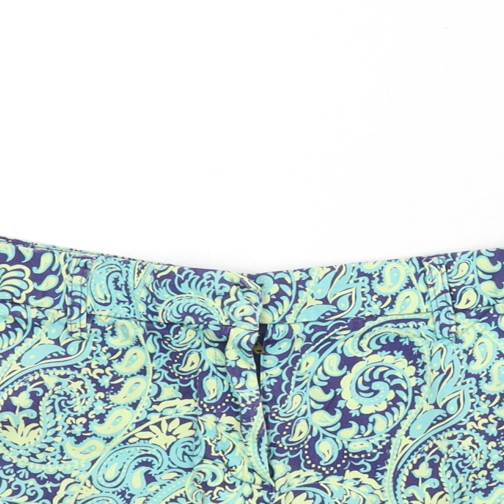 Kenar Womens Multicoloured Paisley Cotton Basic Shorts Size 10 L3 in Regular Zip