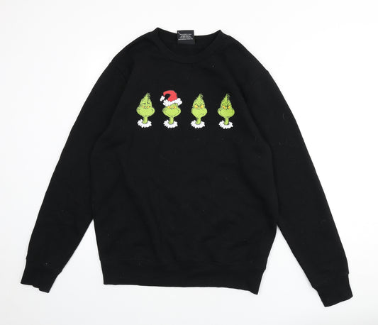 The Grinch Mens Black Polyester Pullover Sweatshirt Size L