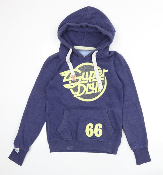 Superdry Womens Blue Cotton Pullover Hoodie Size S Pullover