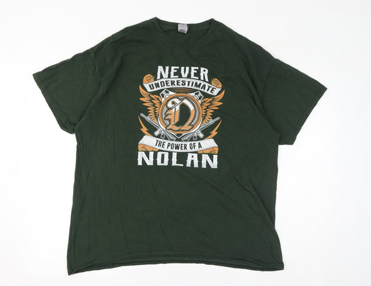 Gildan Mens Green Cotton T-Shirt Size XL Round Neck - Never Underestimate the Power of a Nolan