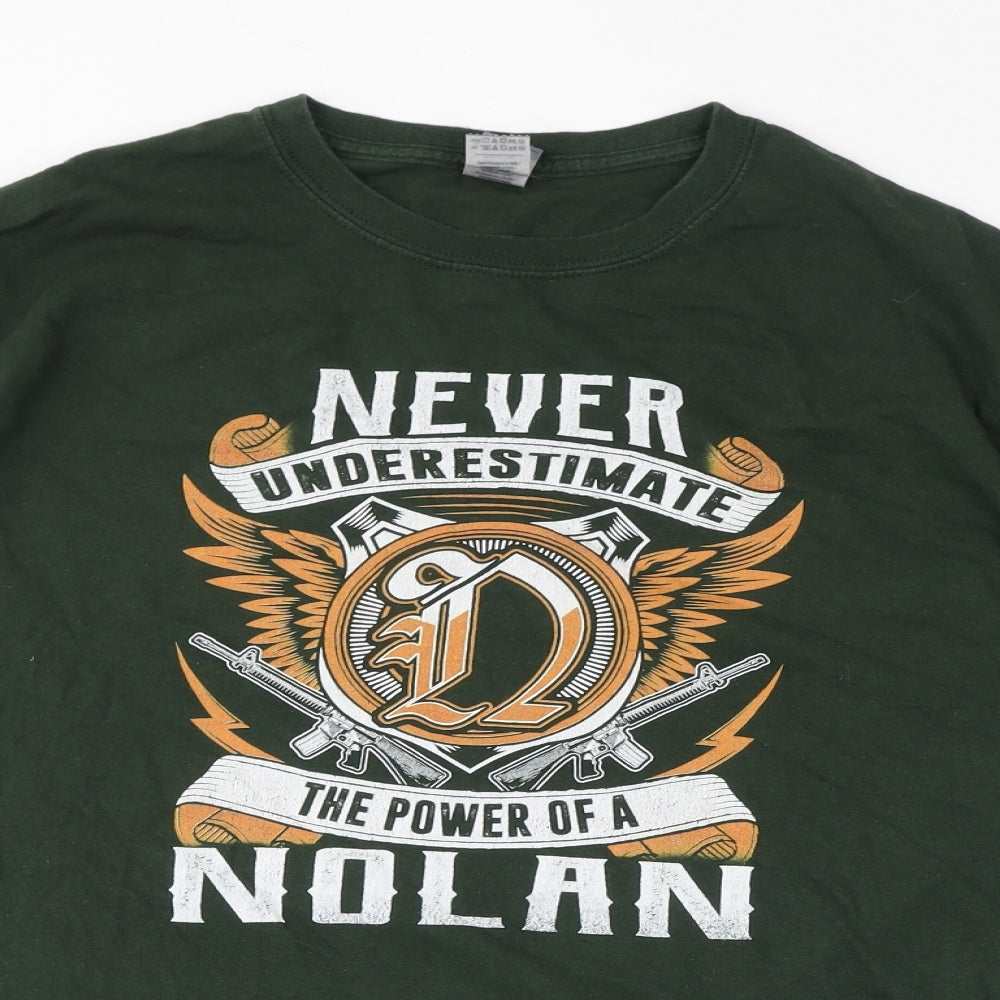 Gildan Mens Green Cotton T-Shirt Size XL Round Neck - Never Underestimate the Power of a Nolan