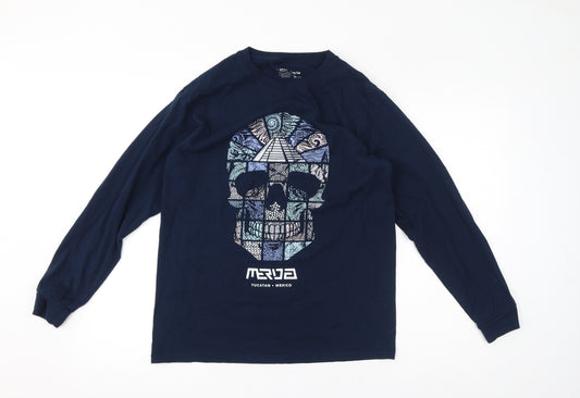 Conscious Apparel Womens Blue Cotton Pullover Sweatshirt Size M Pullover - Scull, Mexico