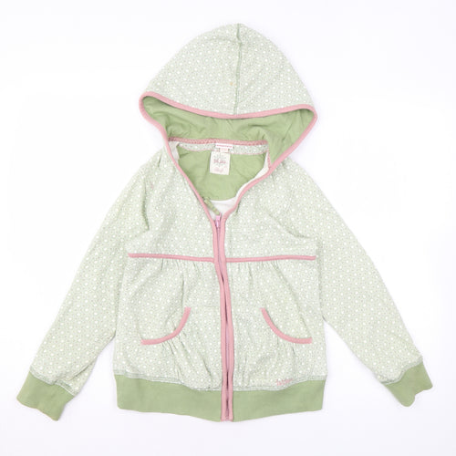 Fat Face Girls Green Geometric Cotton Full Zip Hoodie Size 8-9 Years Zip