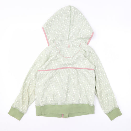 Fat Face Girls Green Geometric Cotton Full Zip Hoodie Size 8-9 Years Zip