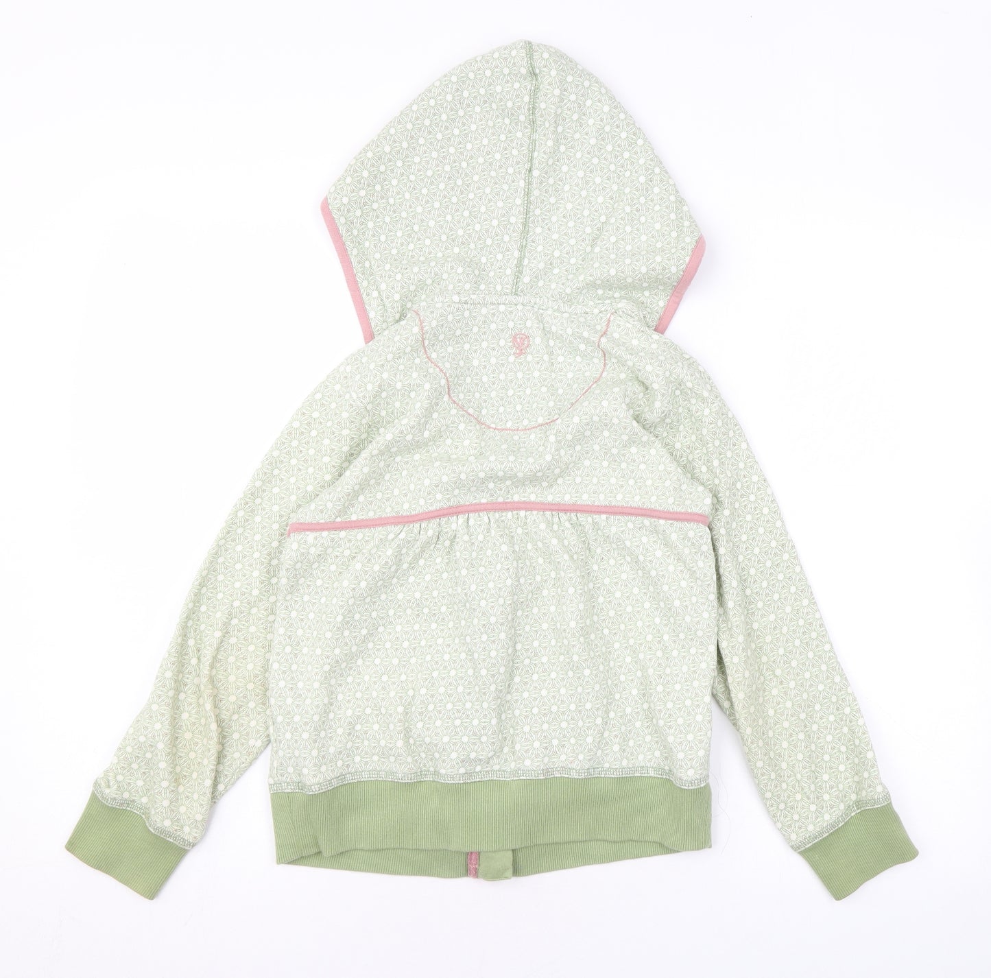 Fat Face Girls Green Geometric Cotton Full Zip Hoodie Size 8-9 Years Zip