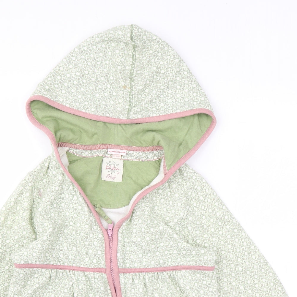 Fat Face Girls Green Geometric Cotton Full Zip Hoodie Size 8-9 Years Zip