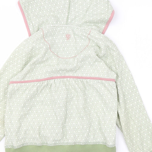 Fat Face Girls Green Geometric Cotton Full Zip Hoodie Size 8-9 Years Zip