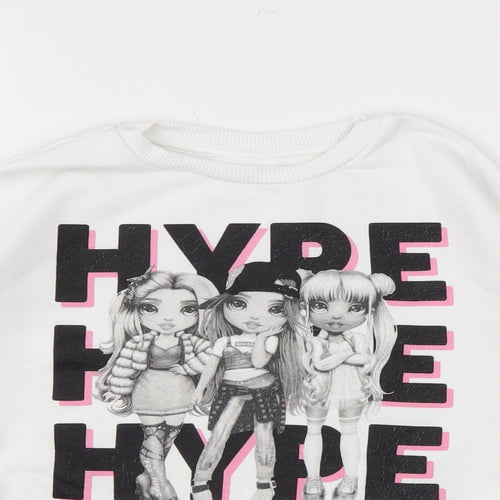 Rainbow High Girls White Cotton Pullover Sweatshirt Size 8-9 Years Pullover - Hype