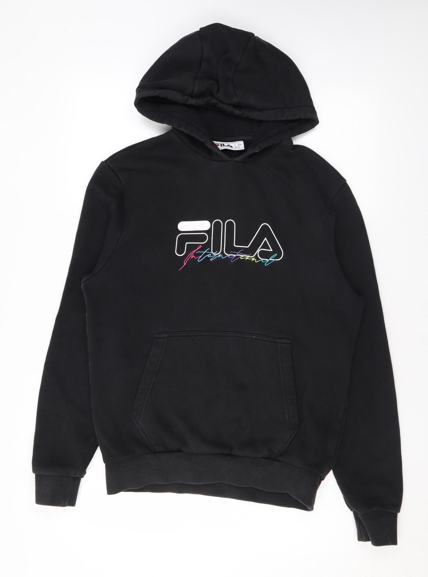 FILA Mens Black Cotton Pullover Hoodie Size S