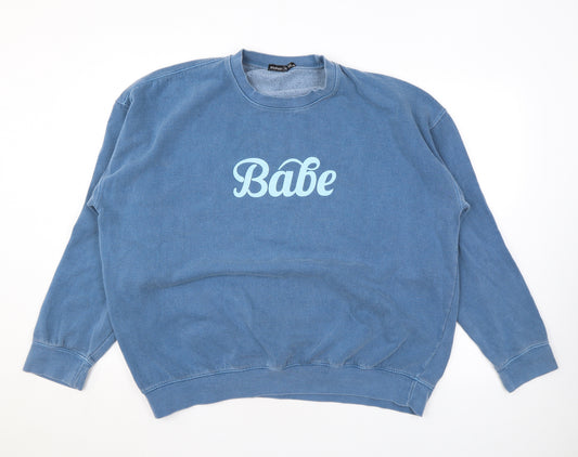 Boohoo Womens Blue Polyester Pullover Sweatshirt Size M Pullover - Babe