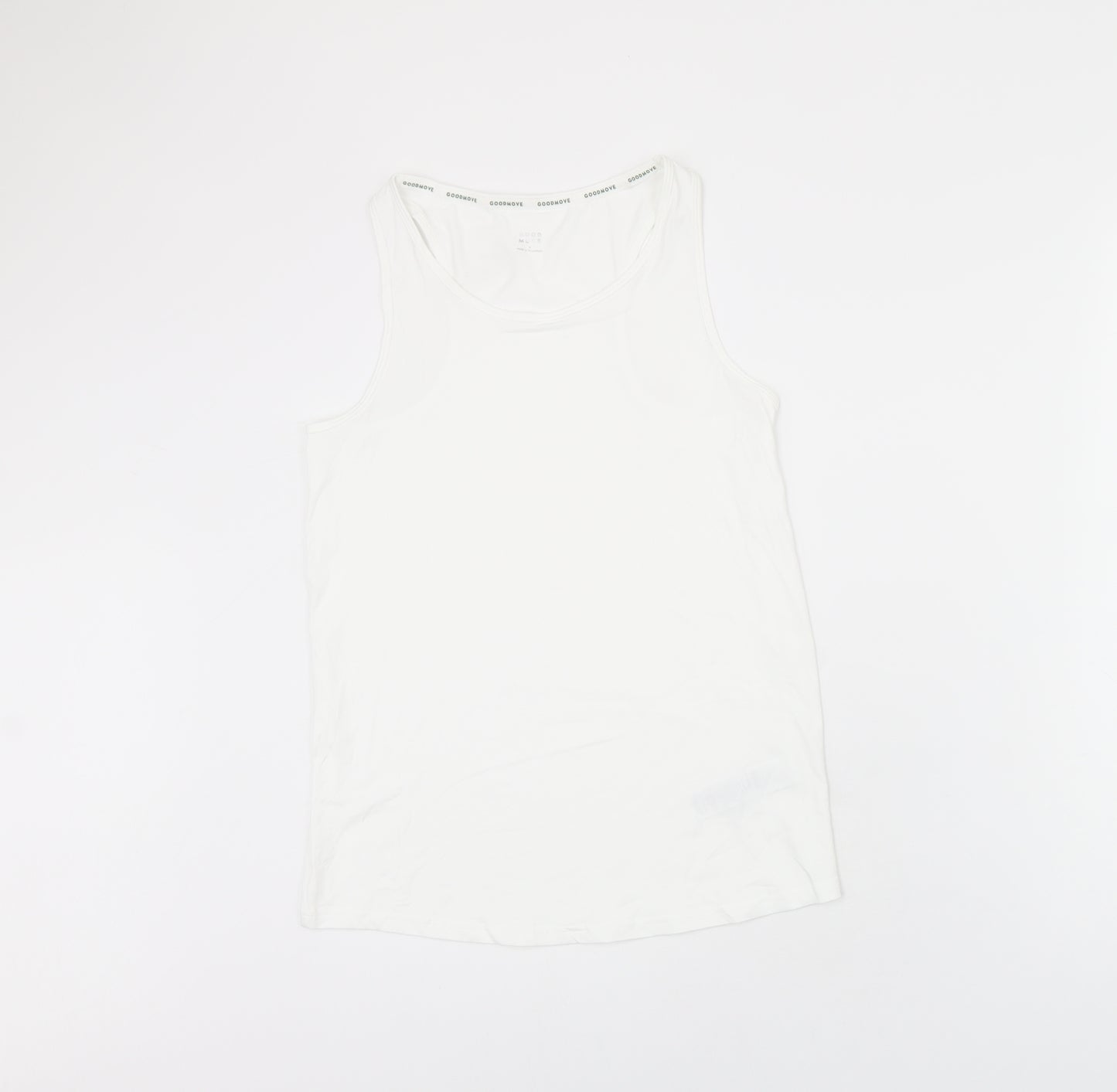 Goodmove Womens White Polyester Basic Tank Size 8 Scoop Neck Pullover