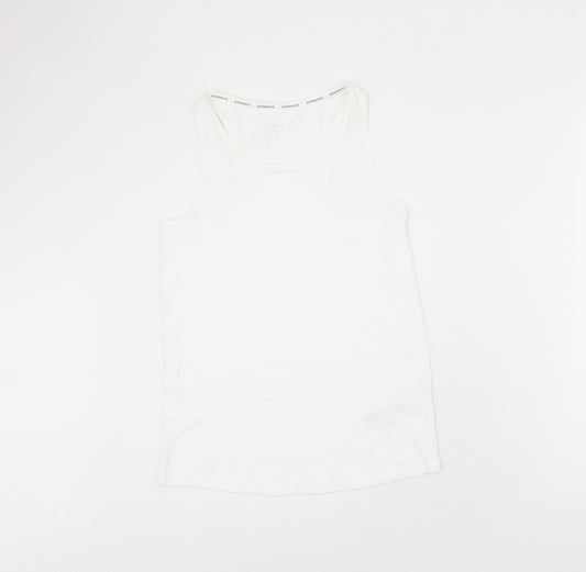 Goodmove Womens White Polyester Basic Tank Size 8 Scoop Neck Pullover