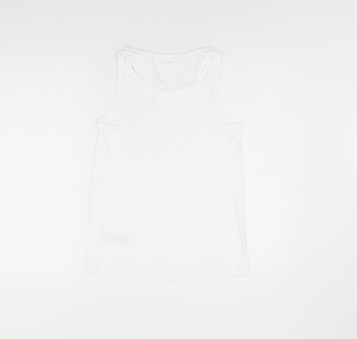 Goodmove Womens White Polyester Basic Tank Size 8 Scoop Neck Pullover