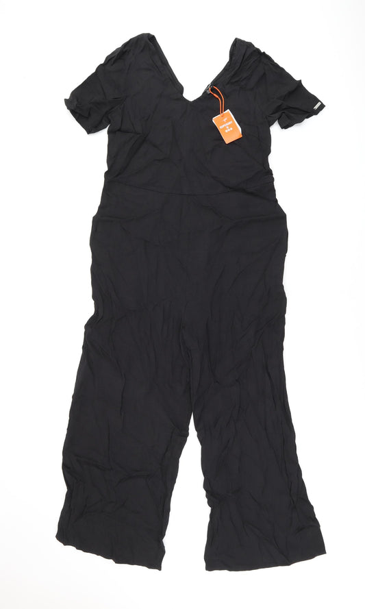 Superdry Womens Black Viscose Jumpsuit One-Piece Size 12 L24 in Zip