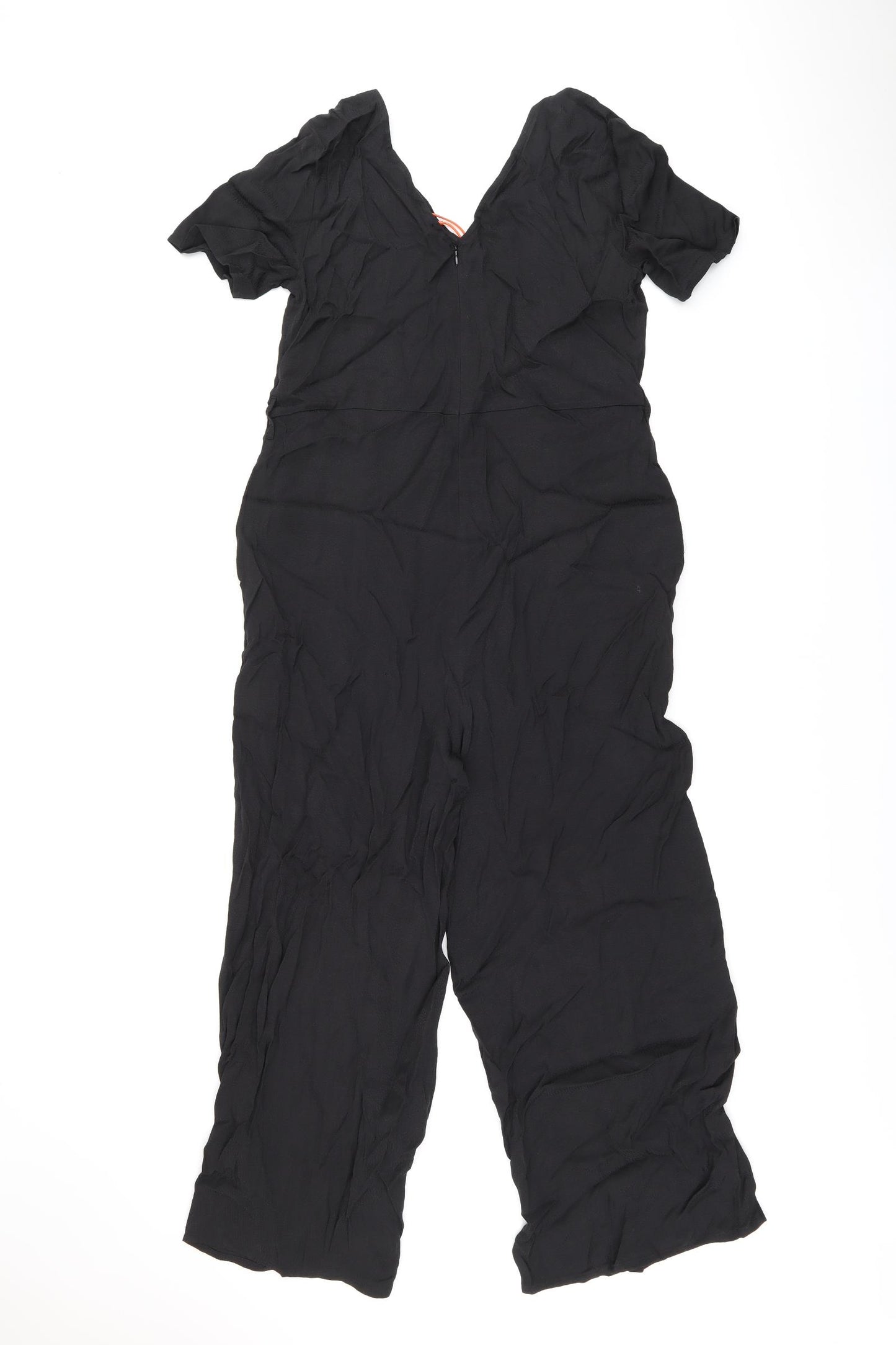 Superdry Womens Black Viscose Jumpsuit One-Piece Size 12 L24 in Zip