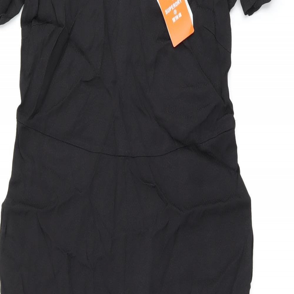 Superdry Womens Black Viscose Jumpsuit One-Piece Size 12 L24 in Zip