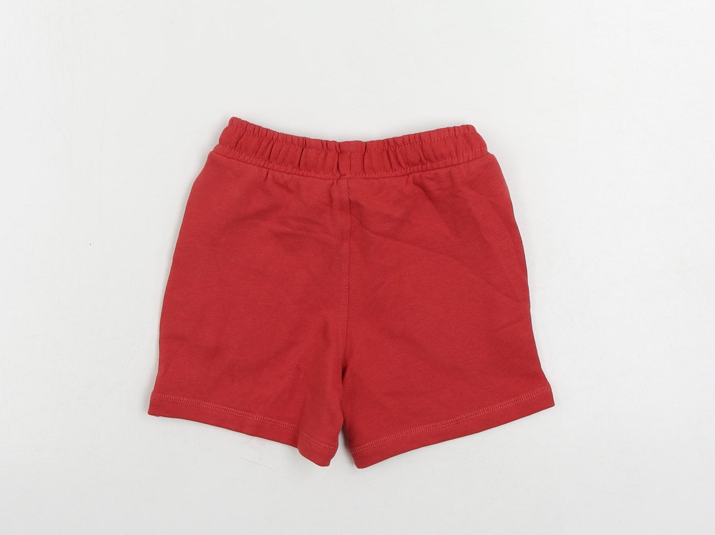 Marks and Spencer Boys Red Cotton Sweat Shorts Size 4-5 Years Regular Drawstring