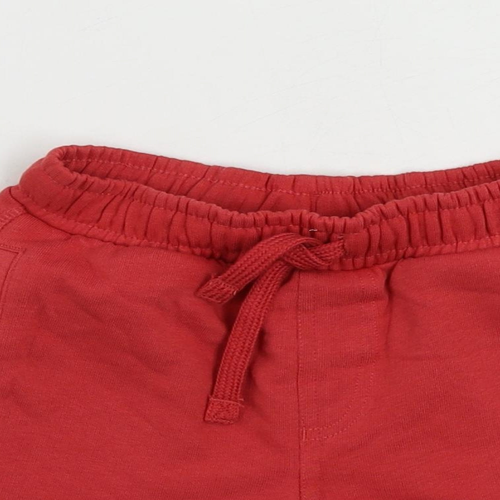 Marks and Spencer Boys Red Cotton Sweat Shorts Size 4-5 Years Regular Drawstring