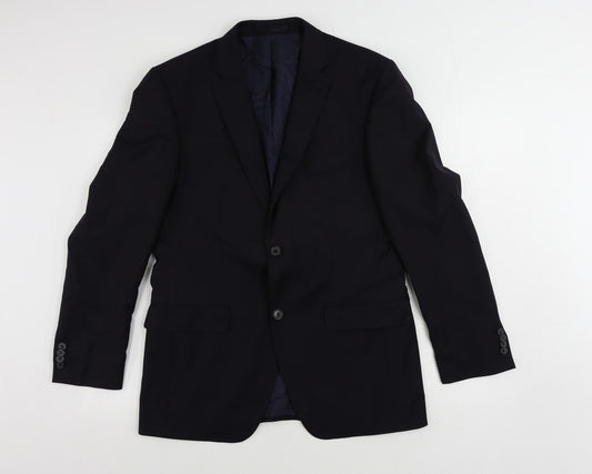 ROY ROBSON Mens Blue Wool Jacket Suit Jacket Size 38 Regular