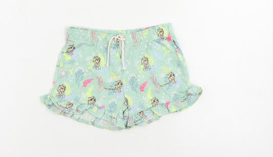 Marks and Spencer Girls Green Floral Cotton Top Sleep Shorts Size 5-6 Years Drawstring - Frozen