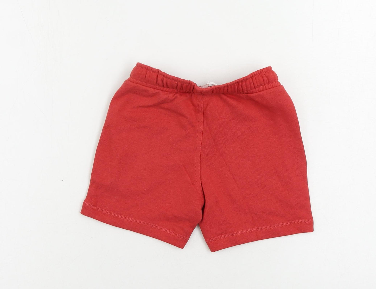 Marks and Spencer Boys Red Cotton Sweat Shorts Size 4-5 Years Regular Drawstring - Pockets