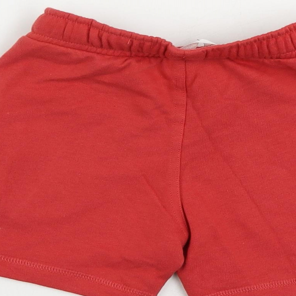 Marks and Spencer Boys Red Cotton Sweat Shorts Size 4-5 Years Regular Drawstring - Pockets