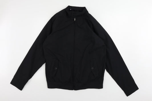 Lands' End Mens Black Bomber Jacket Jacket Size M Zip