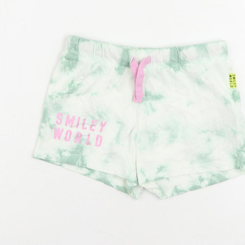 Marks and Spencer Girls Green Solid Cotton Cami Sleep Shorts Size 6-7 Years Drawstring - Tie Dye