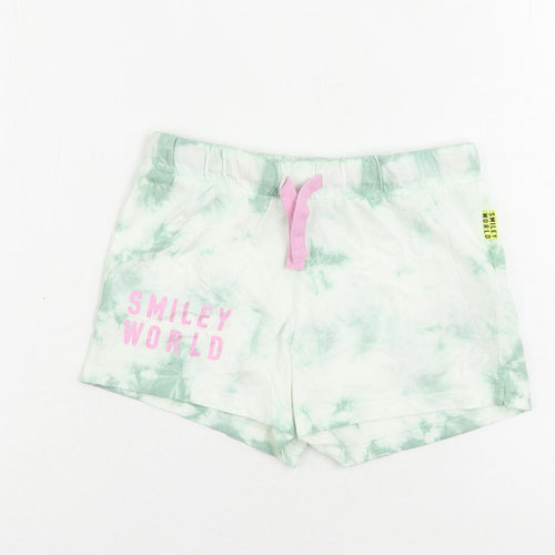 Marks and Spencer Girls Green Solid Cotton Cami Sleep Shorts Size 6-7 Years Drawstring - Tie Dye