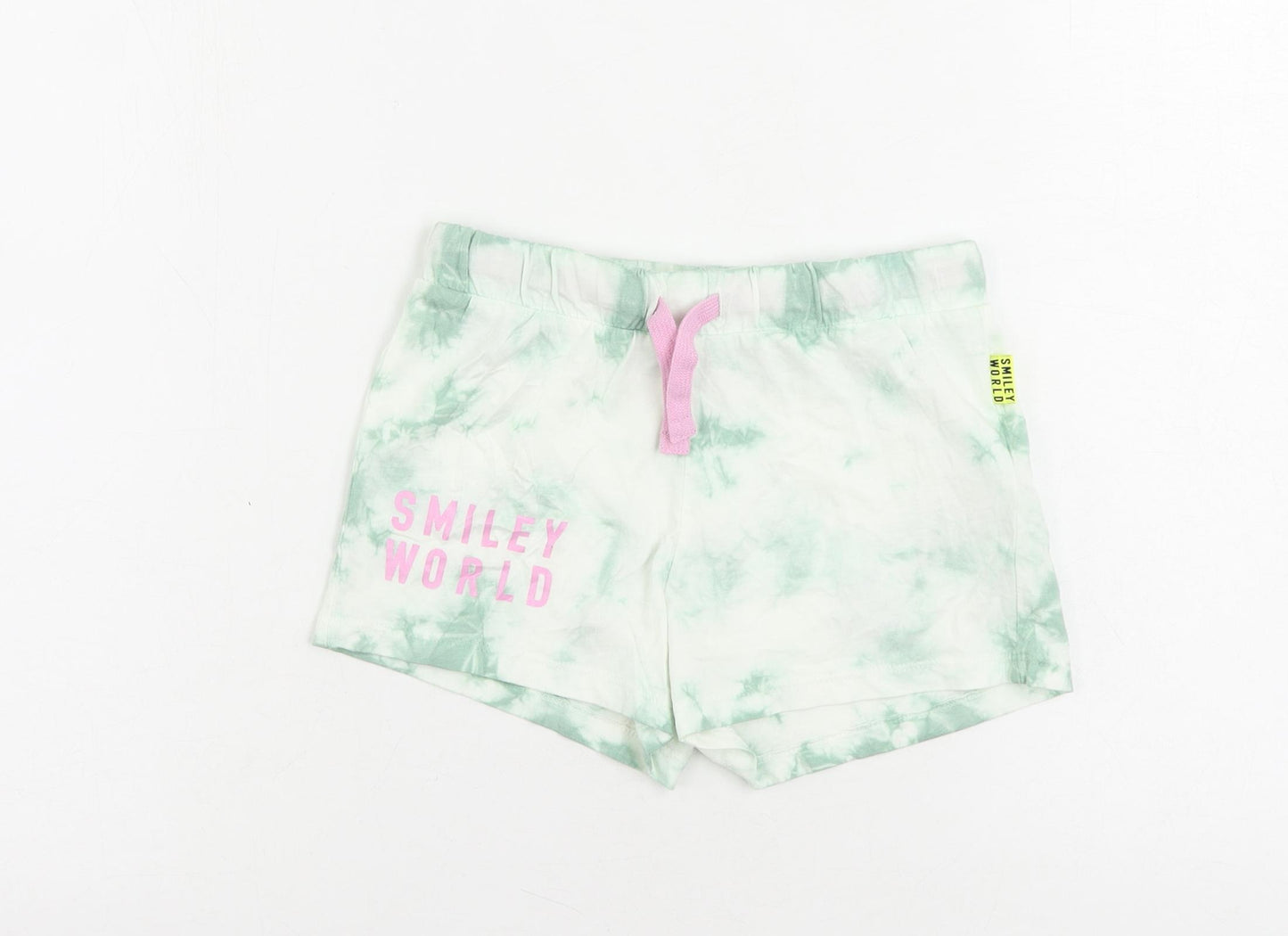 Marks and Spencer Girls Green Solid Cotton Cami Sleep Shorts Size 6-7 Years Drawstring - Tie Dye