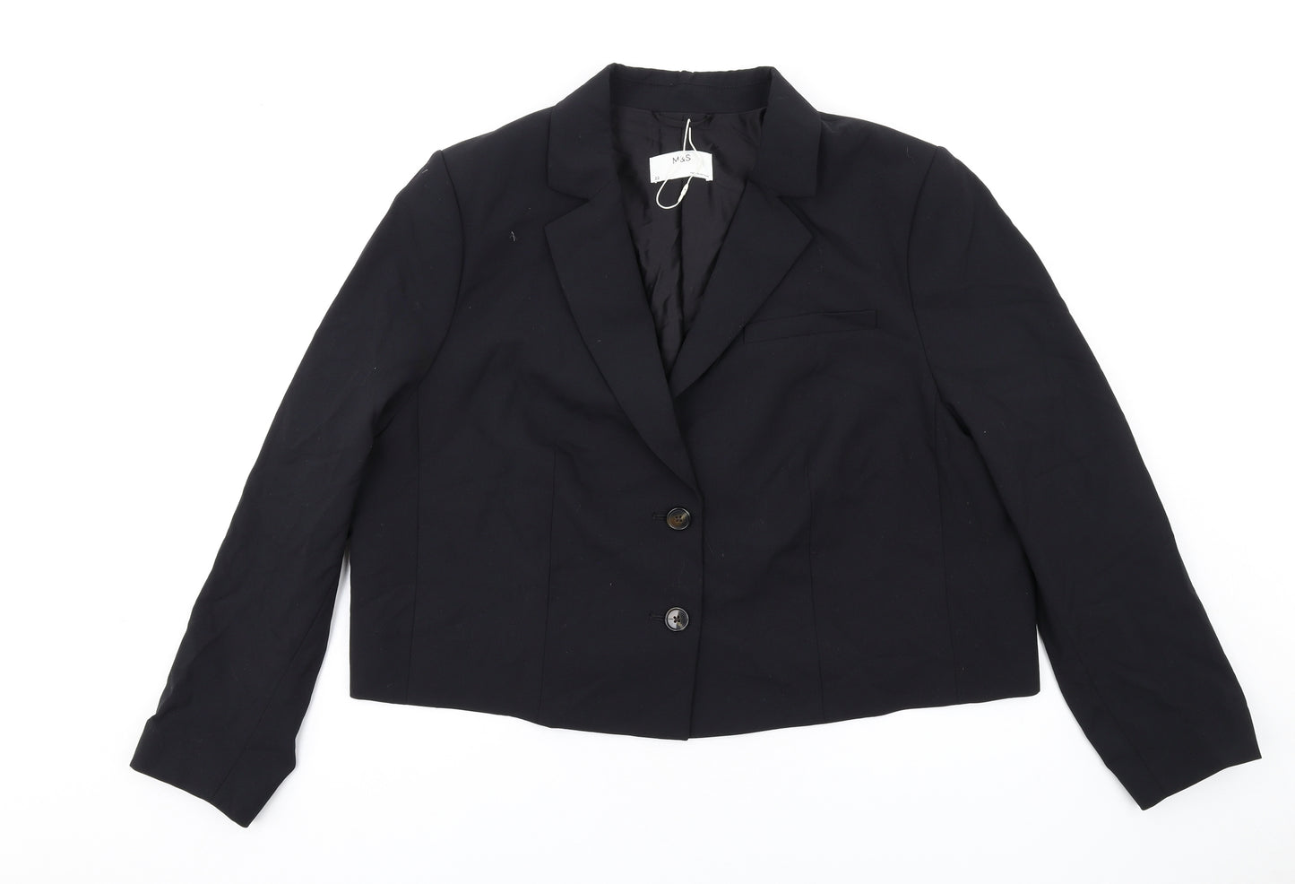 Marks and Spencer Womens Black Polyester Jacket Blazer Size 22