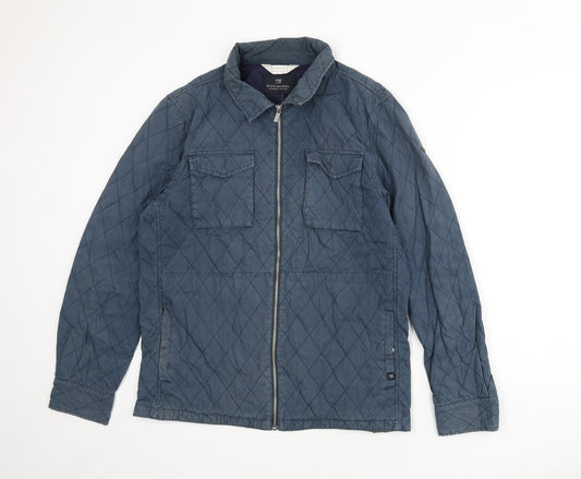 Scotch & Soda Mens Blue Quilted Coat Size L Zip