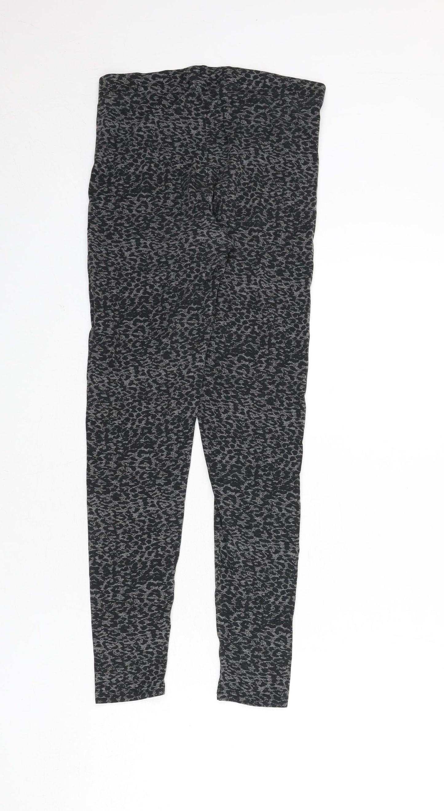 Marks and Spencer Womens Grey Animal Print Cotton Capri Leggings Size 8 L26 in - Leopard Print