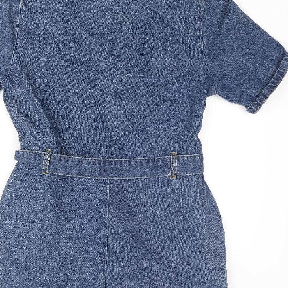 Divided by H&M Womens Blue Cotton Romper One-Piece Size 12 Zip