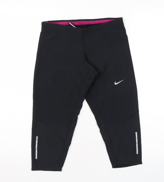 Nike Womens Black Colourblock Polyester Capri Leggings Size XS L16 in Regular Pullover - Dri-Fit