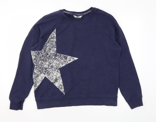 NEXT Womens Blue Geometric Cotton Pullover Sweatshirt Size M Pullover - Star print