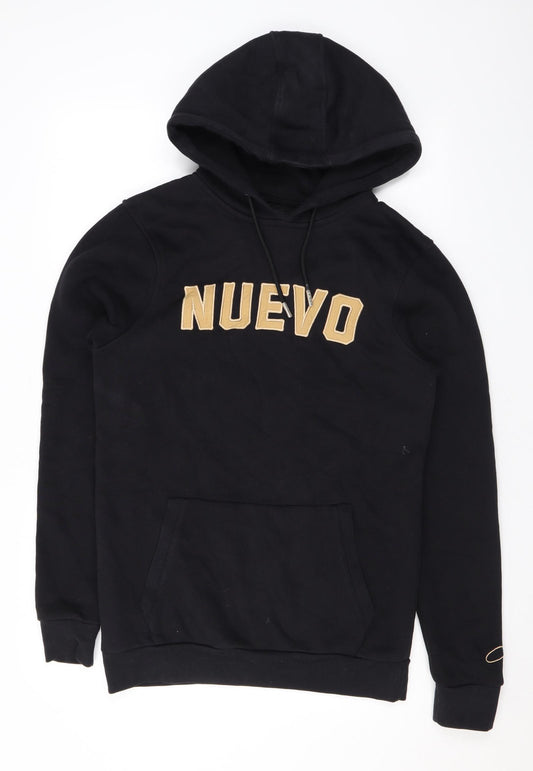 Nuevo Mens Black Cotton Pullover Hoodie Size S